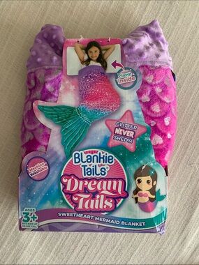 Girls Blankie Tails, Dream Tails Hearts Mermaid Blanket Pink Purple Teal Silver
